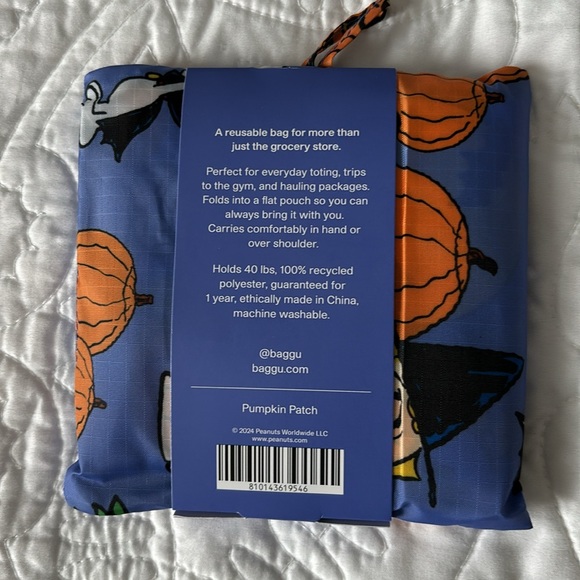 NWT Baggu x Peanuts Standard Reusable Bag Limited Edition Pumpkin Patch - Picture 4 of 8